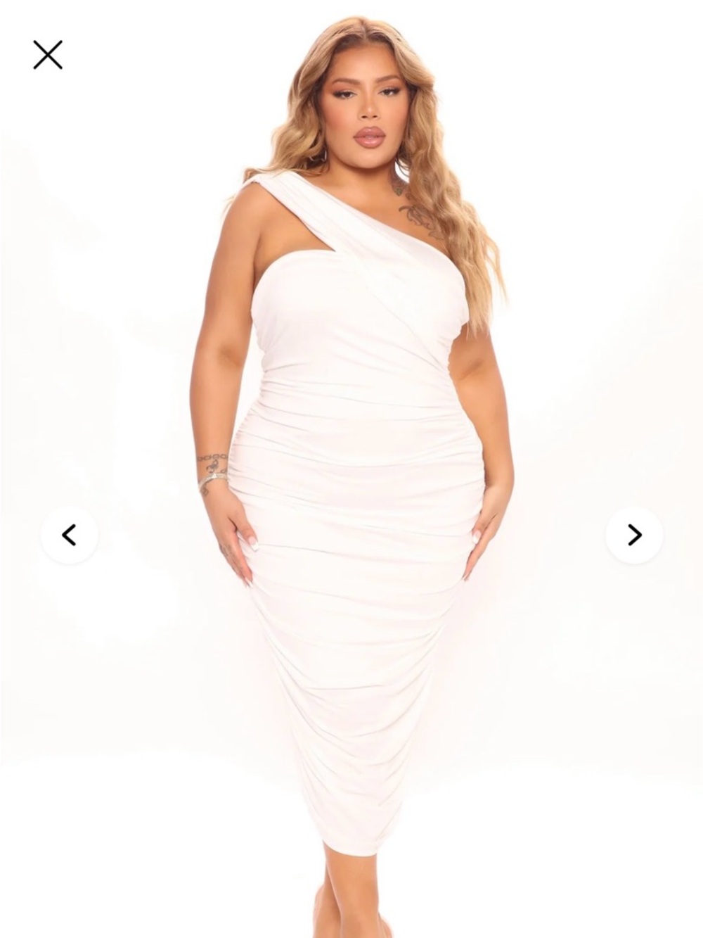 Fashion Nova Emmalyn Ruched Midi Dress in White